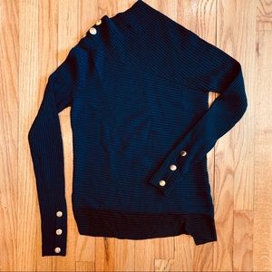 Rag & Bone Navy and Black Sweater with Gold Button Detail, sz XS